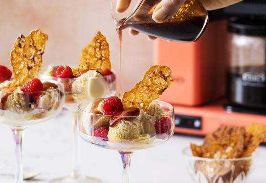 Koffiesorbet met gezouten karamel